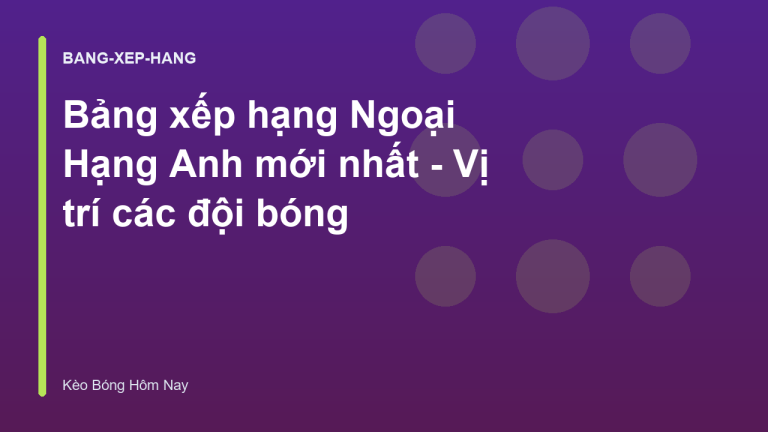 Bảng xếp hạng Ngoại Hạng Anh mới nhất - Vị trí các đội bóng