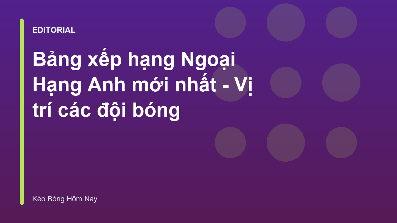 Bảng xếp hạng Ngoại Hạng Anh mới nhất